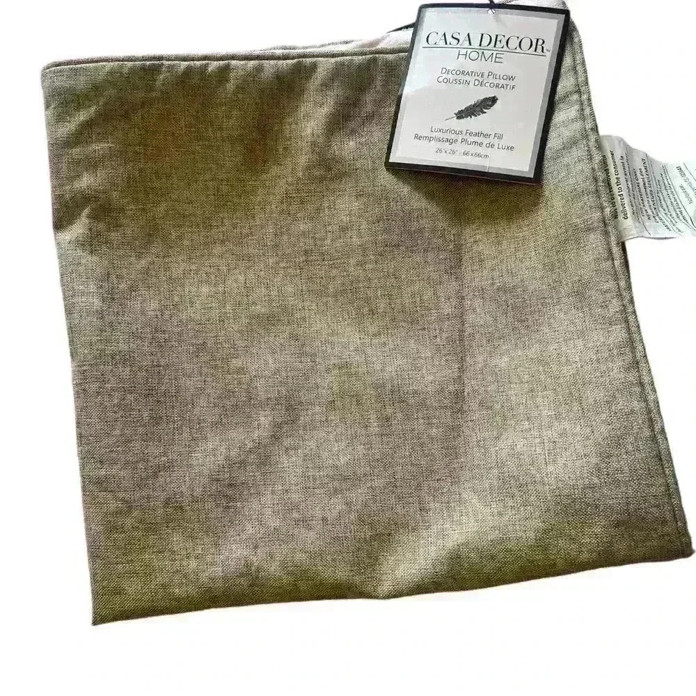 Casa Decor Pillow covers 26 by 26 Khaki/ Tan/Cream color front light pink
